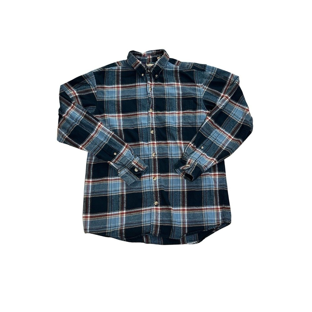 RedHead Brand Co Men’s Flannel Shirt Size M Blue Red Plaid Button Down Outdoor